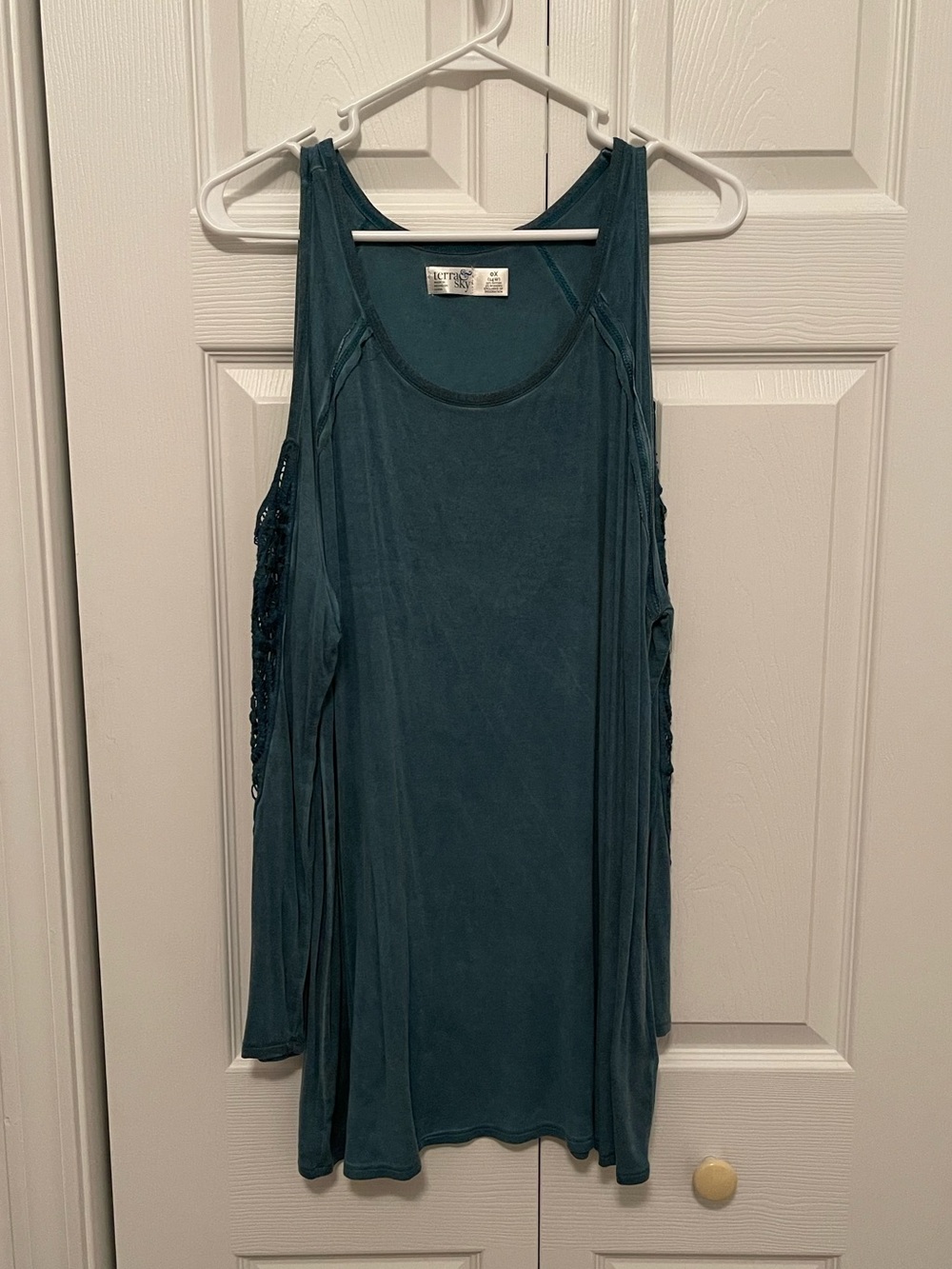 Terra & Sky Teal Cold Shoulder Tunic Blouse | Size 0X / 14W